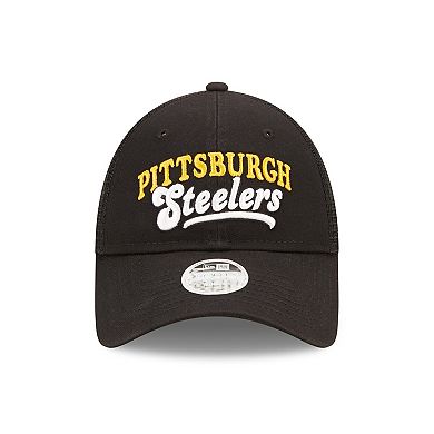 Women's New Era   Black Pittsburgh Steelers Team Trucker 9FORTY Snapback Hat