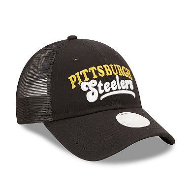 Women's New Era   Black Pittsburgh Steelers Team Trucker 9FORTY Snapback Hat