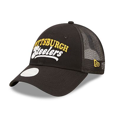 Women's New Era   Black Pittsburgh Steelers Team Trucker 9FORTY Snapback Hat