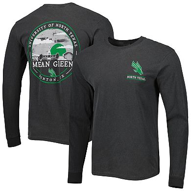 Men's Black North Texas Mean Green Circle Campus Scene Long Sleeve T-Shirt