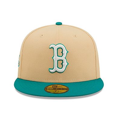 Men's New Era Natural/Teal Boston Red Sox Mango Forest 59FIFTY fitted hat