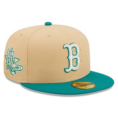 Men's New Era Natural/Teal Boston Red Sox Mango Forest 59FIFTY fitted hat