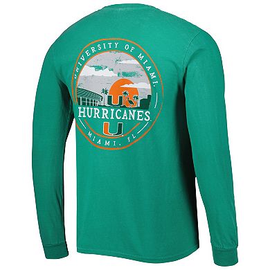 Men's Green Miami Hurricanes Circle Campus Scene Long Sleeve T-Shirt