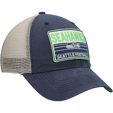 Men's '47 Navy/Natural Seattle Seahawks Four Stroke Clean Up Snapback Hat