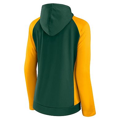 Women's Fanatics Branded Green/Gold Green Bay Packers End Around Lightweight Raglan Full-Zip Hoodie Jacket