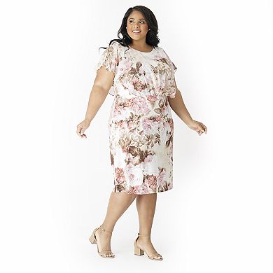 Plus Size Connected Apparel Overlay Midi Dress