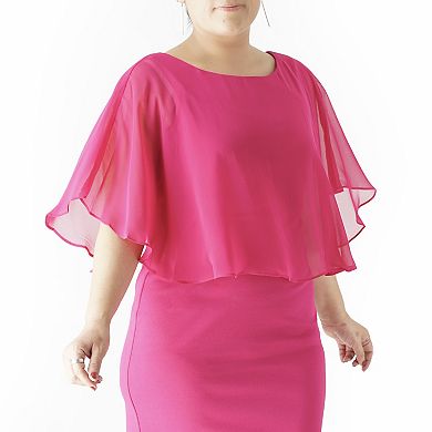 Plus Size Connected Apparel Caped Midi Dress