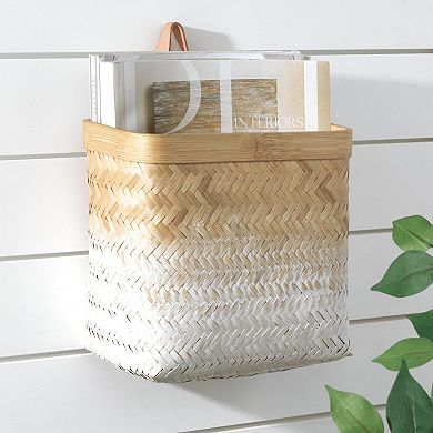 mDesign Woven Ombre Wood Hanging Wall Storage Organizer Basket