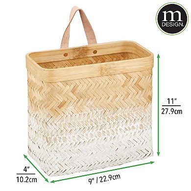 mDesign Woven Ombre Wood Hanging Wall Storage Organizer Basket