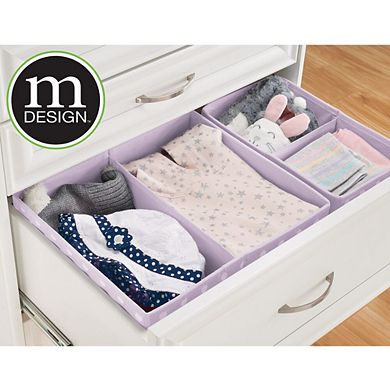 mDesign Fabric Nursery/Playroom Drawer Divider Organizer Bins, 6 Pack