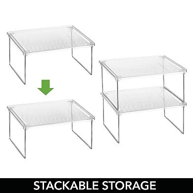 mDesign Plastic/Metal Kitchen Storage Shelf Organizer, 2 Pack