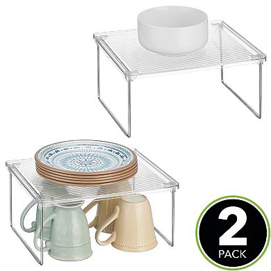 mDesign Plastic/Metal Kitchen Storage Shelf Organizer, 2 Pack