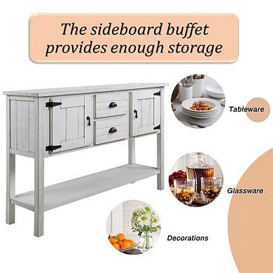 Kitchen Storage Sideboard and Buffet Server Cabinet - White