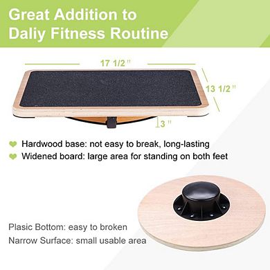 Advanced Professional Wooden Balance Rocker Board, Support Up To 350lb