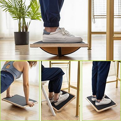 Advanced Professional Wooden Balance Rocker Board, Support Up To 350lb