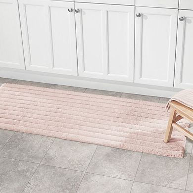 mDesign Soft 100% Cotton X-Long Accent Rug Mat/Runner, Ribbed, 60" x 21"