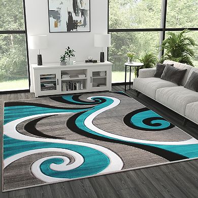 Masada Rugs Masada Rugs Sophia Collection 8'x10' Modern Contemporary Hand Sculpted Area Rug in Turquoise