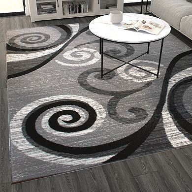 Masada Rugs Masada Rugs Stephanie Collection 8'x10' Area Rug with Modern Contemporary Design in Gray, Black and White - Design 1100