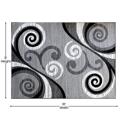 Masada Rugs Masada Rugs Stephanie Collection 8'x10' Area Rug with Modern Contemporary Design in Gray, Black and White - Design 1100