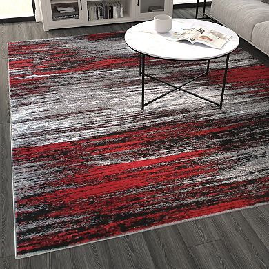 Masada Rugs Masada Rugs Trendz Collection 8'x10' Modern Contemporary Area Rug in Red, Gray and Black - Design Trz863