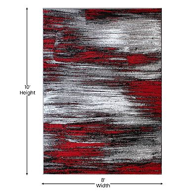 Masada Rugs Masada Rugs Trendz Collection 8'x10' Modern Contemporary Area Rug in Red, Gray and Black - Design Trz863