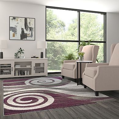 Masada Rugs Masada Rugs Stephanie Collection 6'x9' Area Rug with Modern Contemporary Design 1103 in Purple, Gray, White and Black