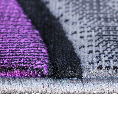 Masada Rugs Masada Rugs Trendz Collection 6'x9' Modern Contemporary Area Rug in Purple, Gray and Black