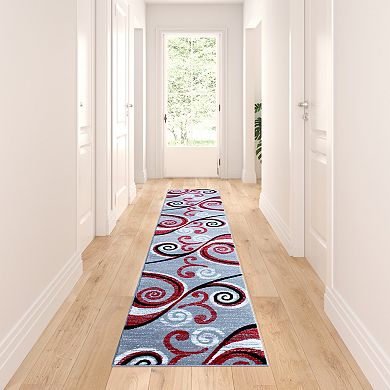 Masada Rugs Masada Rugs Stephanie Collection 2'x11' Area Rug Runner with Modern Contemporary Design in Red, Gray, Black and White - Design 1100
