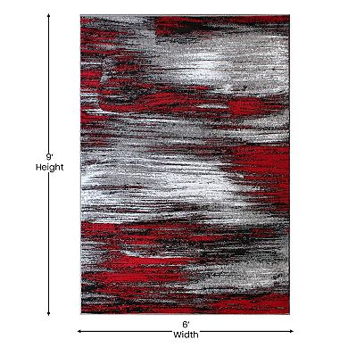 Masada Rugs Masada Rugs Trendz Collection 6'x9' Modern Contemporary Area Rug in Red, Gray and Black - Design Trz863