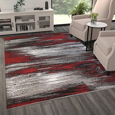 Masada Rugs Masada Rugs Trendz Collection 6'x9' Modern Contemporary Area Rug in Red, Gray and Black - Design Trz863