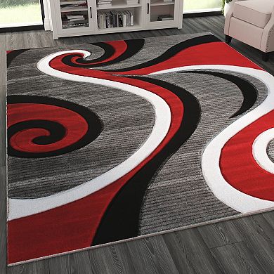 Masada Rugs Masada Rugs Sophia Collection 8'x10' Modern Contemporary Hand Sculpted Area Rug in Red
