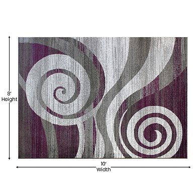 Masada Rugs Masada Rugs Stephanie Collection 8'x10' Area Rug with Modern Contemporary Design 1103 in Purple, Gray, White and Black