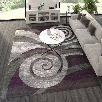 Masada Rugs Masada Rugs Stephanie Collection 8'x10' Area Rug with Modern Contemporary Design 1103 in Purple, Gray, White and Black
