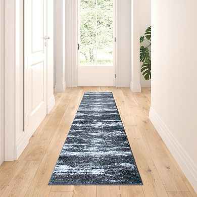 Masada Rugs Masada Rugs Stephanie Collection Modern Contemporary Design 2'x7' Area Rug Runner in Turquoise, Gray, Black and White - Design 1102