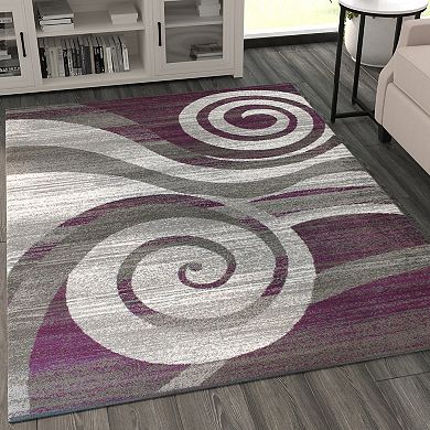 Masada Rugs Masada Rugs Stephanie Collection 5'x7' Area Rug with Modern Contemporary Design 1103 in Purple, Gray, White and Black