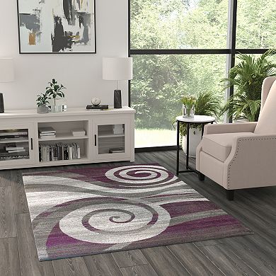 Masada Rugs Masada Rugs Stephanie Collection 5'x7' Area Rug with Modern Contemporary Design 1103 in Purple, Gray, White and Black