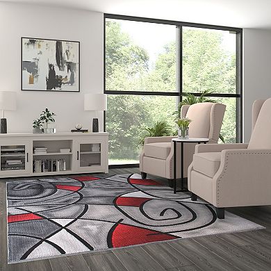 Masada Rugs Masada Rugs Trendz Collection 6'x9' Modern Contemporary Area Rug in Red, Gray and Black