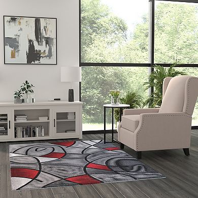Masada Rugs Masada Rugs Trendz Collection 5'x7' Modern Contemporary Area Rug in Red, Gray and Black