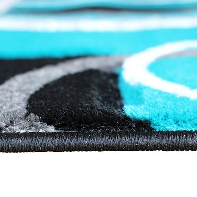Masada Rugs Masada Rugs Sophia Collection 2'x7' Hand Sculpted Modern Contemporary Area Rug in Turquoise, Gray, White and Black