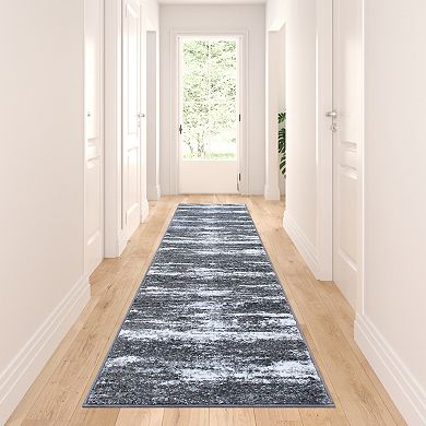 Masada Rugs Masada Rugs Stephanie Collection Modern Contemporary Design 2'x7' Area Rug Runner in Gray, Black and White - Design 1102