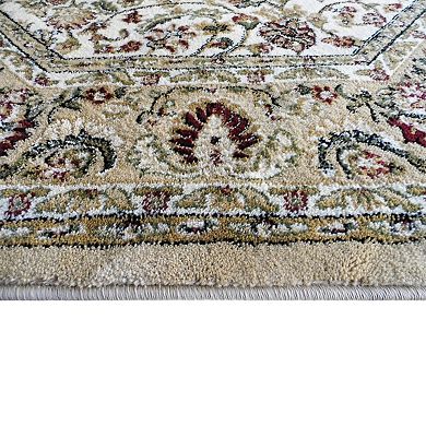 Masada Rugs Masada Rugs Bellagio Collection 5'x5' Traditional Octagon Area Rug in Ivory - Design B401