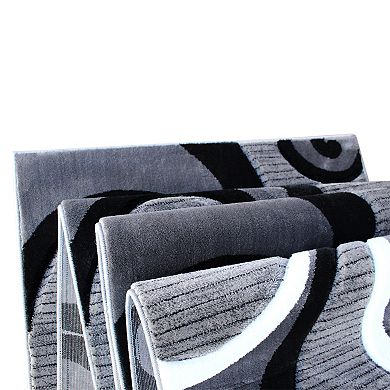 Masada Rugs Masada Rugs Sophia Collection 3'x10' Modern Contemporary Hand Sculpted Area Rug in Gray