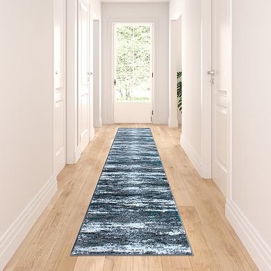 Masada Rugs Masada Rugs Stephanie Collection Modern Contemporary Design 2'x11' Area Rug Runner in Turquoise, Gray, Black and White - Design 1102