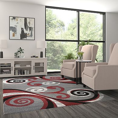 Masada Rugs Masada Rugs Stephanie Collection 6'x9' Area Rug with Modern Contemporary Design in Red, Gray, Black and White - Design 1100