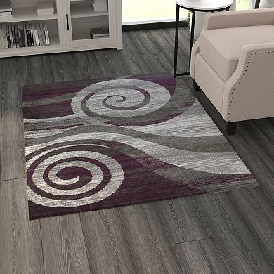 Masada Rugs Masada Rugs Stephanie Collection 4'x5' Area Rug with Modern Contemporary Design 1103 in Purple, Gray, White and Black