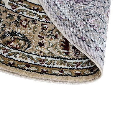 Masada Rugs Masada Rugs Bellagio Collection 5'x5' Round Traditional Area Rug in Ivory - Design B401