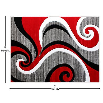 Masada Rugs Masada Rugs Sophia Collection 5'x7' Modern Contemporary Hand Sculpted Area Rug in Red