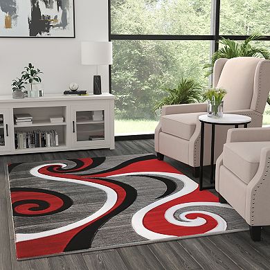 Masada Rugs Masada Rugs Sophia Collection 5'x7' Modern Contemporary Hand Sculpted Area Rug in Red