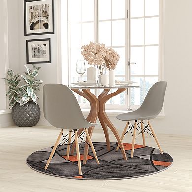 Masada Rugs Masada Rugs Trendz Collection 5'x5' Round Modern Contemporary Round Area Rug in Orange, Gray, and Black