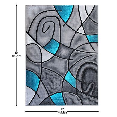 Masada Rugs Masada Rugs Trendz Collection 8'x10' Modern Contemporary Area Rug in Turquoise, Gray and Black